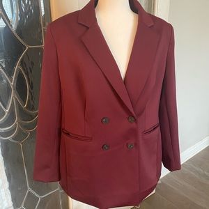 NWT Burgundy Double Breasted Blazer